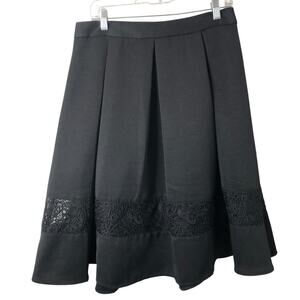 Express NWT Women's Black Pleated Partially Lined Skirt Lace Detail Back Zip 12